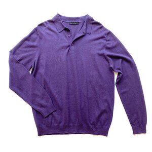 Paul Fredrick Purple Polo Sweater Silk Cotton Cashmere Size L